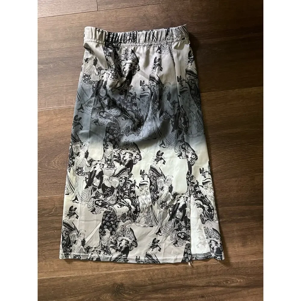 No Boundaries VTG Y2k Kids Girls 4/5 Skirt top Matching set Geisha Asian Gray